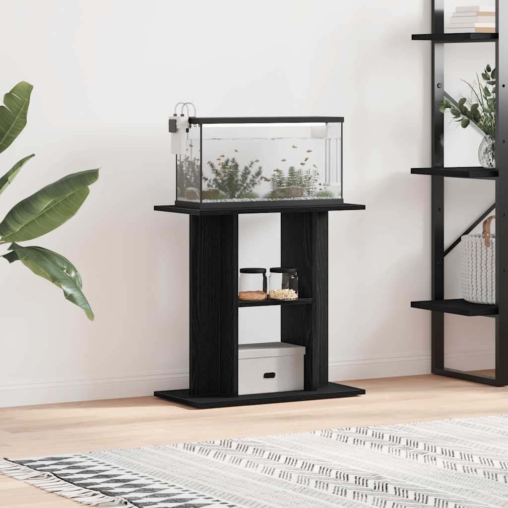 NNEVL Aquarium Stand Black Oak 60x30x60 cm Engineered Wood